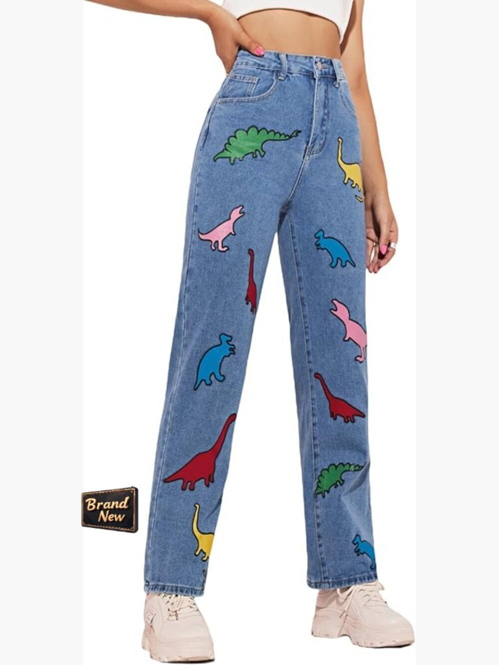 Cow Print Ripped High Waisted Skinny Denim Jeans